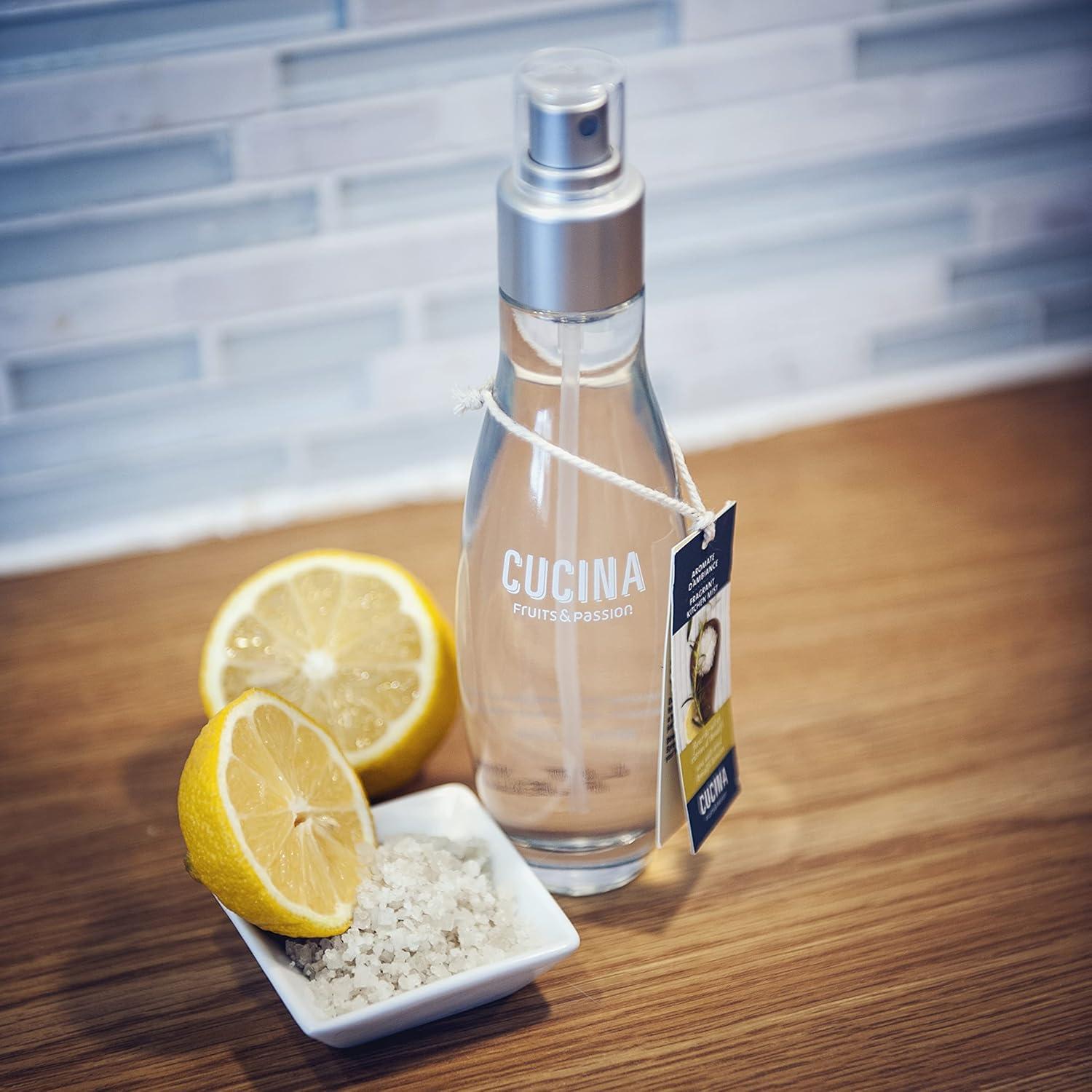 image:imageFruits amp Passion Cucina Fragrant Kitchen Mist Sea Salt amp Amalfi Lemon Home amp Kitchen Air Freshener Spray in Decorative Glass Bottle Clean Citrus amp Mineral Scent 33 fl oz 100 ml
