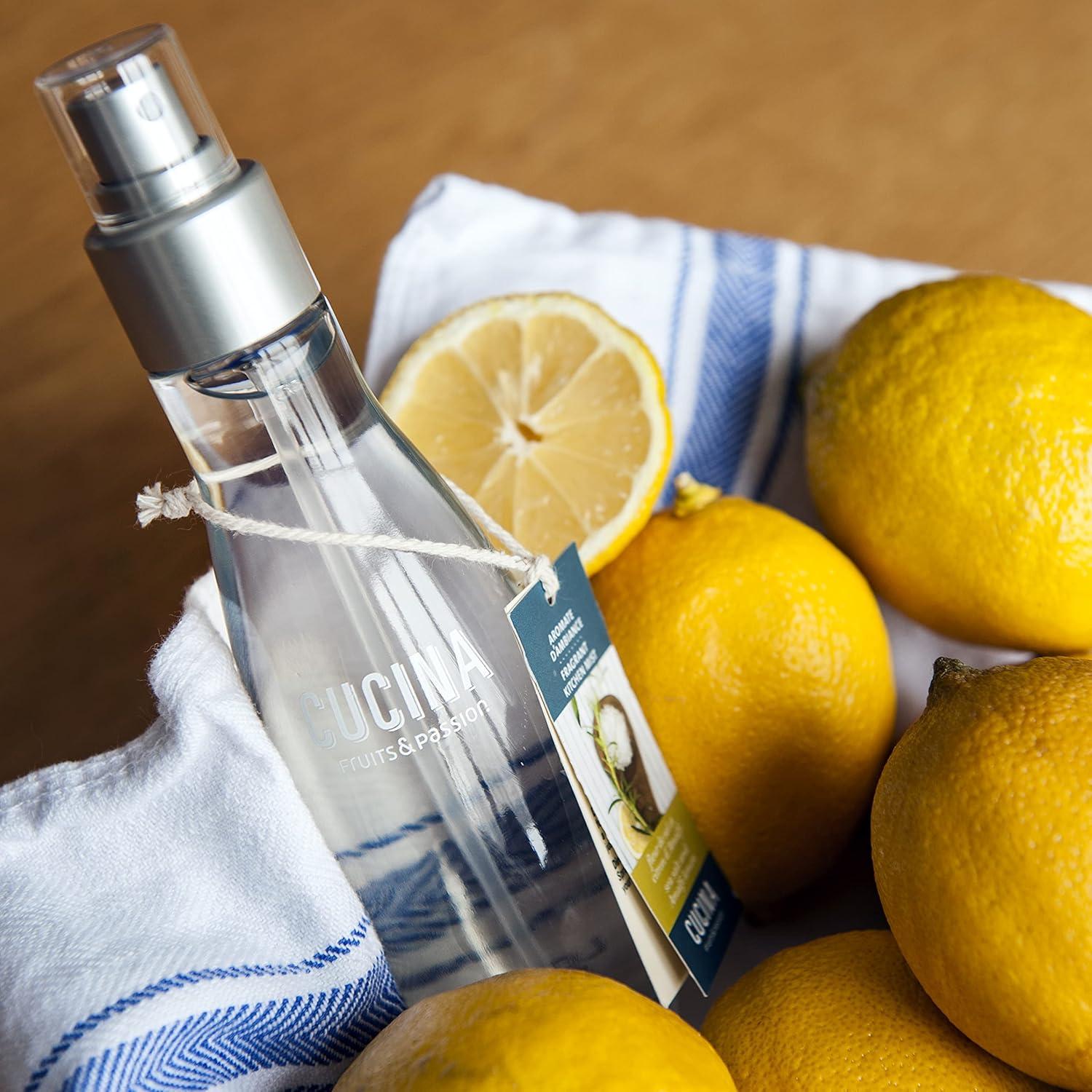 image:imageFruits amp Passion Cucina Fragrant Kitchen Mist Sea Salt amp Amalfi Lemon Home amp Kitchen Air Freshener Spray in Decorative Glass Bottle Clean Citrus amp Mineral Scent 33 fl oz 100 ml