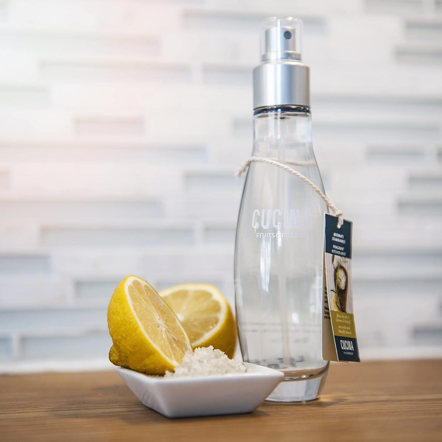 image:imageFruits amp Passion Cucina Fragrant Kitchen Mist Sea Salt amp Amalfi Lemon Home amp Kitchen Air Freshener Spray in Decorative Glass Bottle Clean Citrus amp Mineral Scent 33 fl oz 100 ml