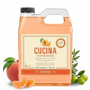 Cucina Hand Soap Refill, Sanguinelli Orange & Fennel, with Olive Oil, 1 Liter (33.8 fl oz) Large Refill for Kitchen & Bathroom, Biodegradable Formula, Vegan, Made in Canada(Peach & Mandarin)