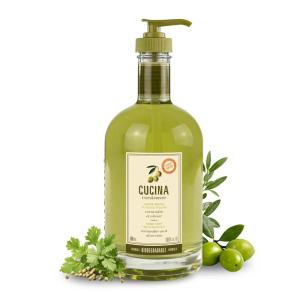 Fruits & Passion [Cucina] – Coriander & Olive Tree Hand Soap, Kitchen Liquid Hand Soap, Vegan, Natural Moisturizing Hand Wash in Glass Hand Soap Dispenser (16.9 fl oz)