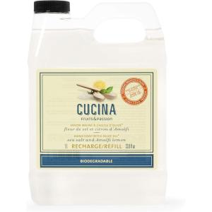 Fruits & Passion [Cucina] – Sea Salt & Amalfi Lemon Tree Dish Soap Refill, Concentrated Natural Dish Detergent Liquid Refill, Vegan Cruelty-Free, Clear Dish Soap Liquid Refill (33.8 fl oz)