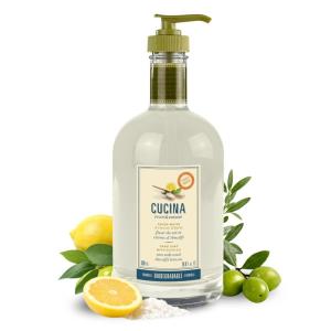 Fruits & Passion [Cucina] – Sea Salt and Amalfi Lemon Hand Soap, Kitchen Liquid Hand Soap, Vegan-Friendly, Natural Moisturizing Hand Wash in Glass Hand Soap Dispenser (16.9 fl oz)